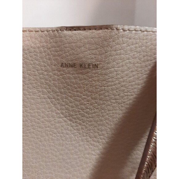 ANNE KLEIN Pebble Soft PU  Leather Handbag Purse Shoulder Bag 10" X 8" Taupe Tan - Picture 5 of 11